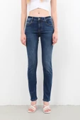 Kadın Likralı Slim Jean Pantolon Mavi - 6