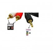 3.5 mm Stereo To 2 Rca Aux Tos Ses Kulaklık Kablosu - 3