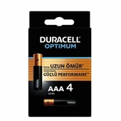 Duracell Optimum 1.5 Volt Alkalin AAA 4’Lü İnce Kalem Pil MX2400 - 9