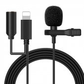 Powermaster JH-041-A Cep Telefonu İçin Ligthning Girişli Youtuber Yaka Mikrofonu - 1