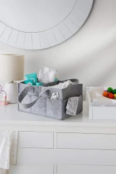 Katlanabilir Taşınabilir Keçe Organizer Çanta Gri Renk - 2