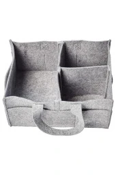 Katlanabilir Taşınabilir Keçe Organizer Çanta Gri Renk - 4