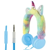Powermaster 3.5 Mm Jack Kablolu Peluş Unicorn Kulaküstü Kulaklık AH-007 - 7