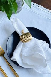 6lı Lüx Bal Kabağı Gold Peçete Yüzüğü - 1