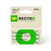 GP Recyko 650 Mah R03 AAA Şarjlı 2'Li İnce Kalem Pil - 10