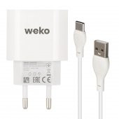 Weko WK-21442 PDU QC 3.0 Amper Telefon Şarj Başlık Adaptörü + Type-C Kablo - 1