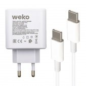 Weko WK-21440 S11-C 25 Watt Telefon Şarj Başlık Adaptörü + Type-C To Type-C Kablo - 1