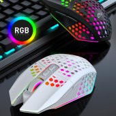 Valkyrie Sessiz Tuşlu Wireless 2.4G 8 Button RGB LED Gaming Mouse - Silent Button - One Click Desktop Beyaz - 3