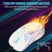 Valkyrie RGB Led Işıklı 6 Tuşlu 7200DPI Gaming Oyuncu Mouse Beyaz - 7