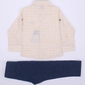 Erkek Çocuk Sarı Beyaz Ekoseli Gömlekli Pantolunlu 2'li Takım - 3