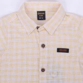 Erkek Çocuk Sarı Beyaz Ekoseli Gömlekli Pantolunlu 2'li Takım - 2