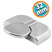 Mobilya Çekmece Dolap Kapak Kulpu Kulbu 32 mm Plastik Krom Kulp - 1