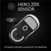Logitech G PRO X SUPERLIGHT Ultra Hafif HERO 25.600 DPI 400 IPS LIGHTSPEED Kablosuz Oyuncu Mouse -BEYAZ - 4