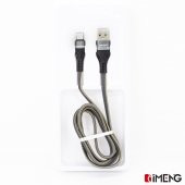 İmeng Apple İphone 12 Pro Max 3.1A UsbA to Lightning Örgülü Data ve Hızlı Şarj Kablosu Gri - 5