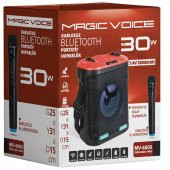 Magicvoice MV-6005 VHF El Mikrofonlu USB-SD-Bluetooth Işıklı 30 W Taşınabilir Şarjlı  Seyyar Anfi - 6