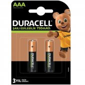 Duracell 750 Ma Şarjlı AAA İnce Kalem 2'Li Pil HR03/DC2400 - 2
