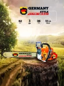 GERMANYSTYLE GRM-9063 3 HP Benzinli Ağaç Kesme Motoru Bıçkı 52 cc Benzin Motorlu Testere - 3