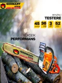 GERMANYSTYLE GRM-9063 3 HP Benzinli Ağaç Kesme Motoru Bıçkı 52 cc Benzin Motorlu Testere - 6