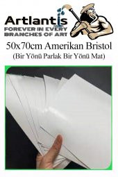 Amerikan Bristol Karton 50x70 cm 25 Adet 220 gr Bir Tarafı Parlak Bir Tarafı Mat Kağıt Biristol Karton - 3