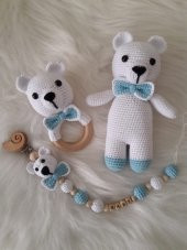 Sevimli Ayıcık Yeni Doğan Seti Amigurumi Organik Oyuncak - 1