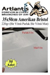 Amerikan Bristol Karton 35x50 cm 50 Adet 220 gr Bir Tarafı Parlak Bir Tarafı Mat Kağıt Biristol Karton - 1