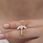 Gümüş Manolya Çiçeği Melek Kadın Kolye thumbnail 5