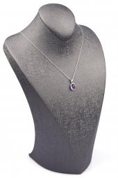 Ametist Doğal Taş 925 Ayar Gümüş Kolye - 2