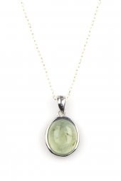 Prehnite Doğal Taş 925 Ayar Gümüş Kolye - 1