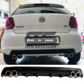 Volkswagen Polo MK5 Difüzör Arka Tampon Eki 4 Egzoz Çıkışlı Siyah Lüx Tip - 1