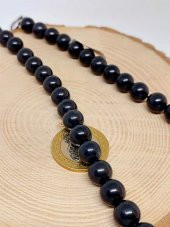 Shungite (Şungit) Taşı YARIM Dizi 10mm (18cm uzunluğundadır) thumbnail 1