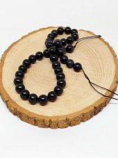 Shungite (Şungit) Taşı YARIM Dizi 10mm (18cm uzunluğundadır) thumbnail 2