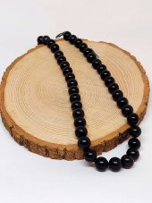 Shungite (Şungit) Taşı YARIM Dizi 10mm (18cm uzunluğundadır) thumbnail 3