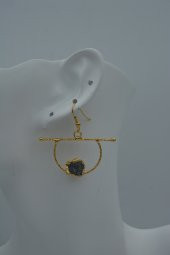 STONEAGE JEWELLERY Kuvars Taşlı Taşarım Küpe Altın Rengi thumbnail 2