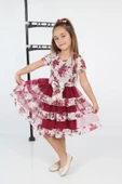 ÇocukyoluKids Çiçekli 3 Şeritli Şifon Elbise A1111111112003 - 1