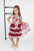 ÇocukyoluKids Çiçekli 3 Şeritli Şifon Elbise A1111111112003 - 3