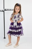 ÇocukyoluKids Çiçekli 3 Şeritli Şifon Elbise A1111111112003 - 6