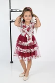 ÇocukyoluKids Çiçekli 3 Şeritli Şifon Elbise A1111111112003 - 8