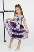 ÇocukyoluKids Çiçekli 3 Şeritli Şifon Elbise A1111111112003 - 4