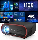 Pxodyda 4K Projektör Gün Işığı HDR WiFi 6 Bluetooth, 5G Projektör, Akıllı LED - 1