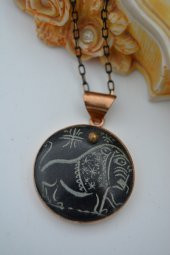 STONEAGE SERPENTİN TAŞI EL OYMASI KOLYE thumbnail 1