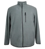 Büyük Beden Fermuarlı Polar Sweatshirt Gri - 1