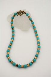 STONEAGE Turkuaz ve Hematit Taşlı Gemici Kilit Nazar ve Şifa Kolyesi thumbnail 3