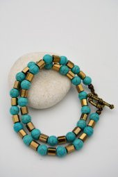 STONEAGE Turkuaz ve Hematit Taşlı Gemici Kilit Nazar ve Şifa Kolyesi thumbnail 4