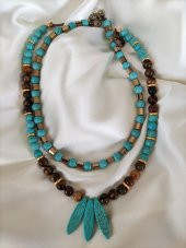 STONEAGE Turkuaz ve Kaplan Gözü Taşlı Gemici Kilitli Özel Kolye thumbnail 2