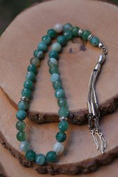 STONEAGE JEWELLERY Yeşil Akik Doğal Taş Tesbih thumbnail 1