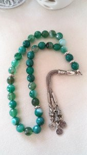 STONEAGE JEWELLERY Yeşil Akik Doğal Taş Tesbih thumbnail 3