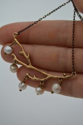 STONEAGE Gerçek İncili Ağaç Dalı Bayan Kolye thumbnail 4