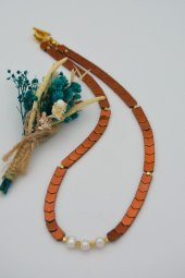 STONEAGE Hematit ve İncili Tasarım Şifa Kolyesi thumbnail 2