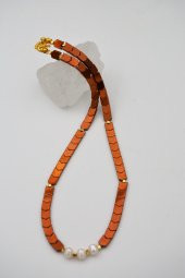 STONEAGE Hematit ve İncili Tasarım Şifa Kolyesi thumbnail 4