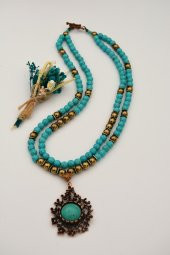 STONEAGE Turkuaz ve Hematit ve Turkuaz Taşlı Nazar ve Şifa Kolyesi thumbnail 3